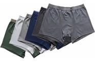 Kit 6 Cueca Box Boxer Plus Adulto Cores Lisas Cotton Algodão