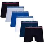 Kit 6 Cuecas Boxer Adulto Com Algodão Lupo Branco / Preto / Azul M