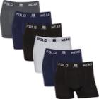 Kit 6 Cuecas Boxer Polo Wear Masculina Microfibra Sem Costura Cueca Box Adulto Confortável Atacado