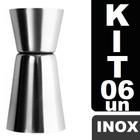 Kit 6 Dosador Medidor Bebidas Inox 60 e 30ml Coquetel Drink