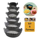 Kit 6 Formas Cestas Air Fryer Antiaderente Forno Silicone