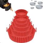 Kit 6 Formas Cesto de Silicone Para Air Fryer Fritadeira Elétrica Micro-ondas Forno Com Alça Reutilizável Para Preparo Alimentos Sem Óleo