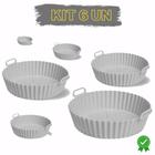 Kit 6 Formas Cestos De Silicone Antiaderente Para Air Fryer Microondas Forno Cupcake T-Kai