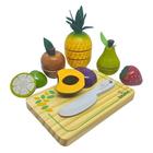 Kit 6 Frutinhas com Corte + Faca + Tabua Comidinhas infantil