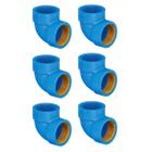 Kit 6 Joelho Cotovelo 90º PVC Rosca Latão 32mmx3/4'' Azul