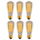 Kit 6 Lâmpada Filamento de Carbono ST64 Vintage Retrô Âmbar E27 2400K Dimerizavel Decorativa Galaxy Led 40W127vOu220v