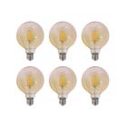 KIT 6 Lâmpada Filamento LED Vintage Redonda G95 4W Gold