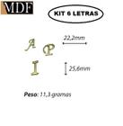 Kit 6 Letras do Alfabeto Apliques 2,22 X 2,56cm Zamac Dourado - ATACADÃO DO ARTESANATO MDF