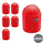 Kit 6 Lixeiras com Tampa p Escritorio Gourmet Vermelho 4L