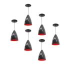 Kit 6 Luminária Pendente Bala Nova Com Interior Vermelho Com Fiação 110/220v