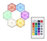 Kit 6 Luminárias Led Colmeia Rgb Controle Remoto Decoração