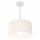 Kit/6 Lustre Pendente Cilíndrico Md-4031 Cúpula em Tecido 40x21cm Branco - Bivolt - Vivare