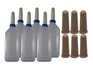 Kit 6 Mamadeiras Bezerro 2L Bico Pvc + 6 Bicos Pvc Atóxico - Combo