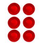 Kit 6 Mini Formas de Silicone Cupcake Bolo Empadas Vermelhas