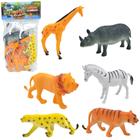 Kit 6 Miniaturas De Animais - Leão Tigre Zebra E Outros