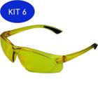 Kit 6 Óculos Policarbonato Amarelo Wk3-A 495344 - Worker
