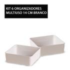 Kit 6 Organizador Multiuso Modular De Plástico Branco Quadrado 14,5 x 14,5 x 5 cm