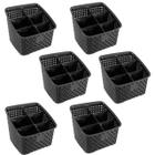 Kit 6 Organizadores Multiuso Rattan Com 6 Divisórias Preto