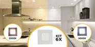 Kit 6 Painel Plafon Led Embutir 3w Quadrado 9x9