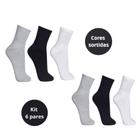 Kit 6 pares de meias femininas cano longo esporte básicas novidade - Filo modas