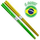 Kit 6 Pares Hashi Reutilizável Versão Copa Do Mundo Verde Amarelo Brasil - Nihon Shikko