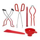 Kit 6 Pçs Utensílios Pegador Conservas Picles Geléia - Red