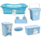 Kit 6 peças Quarto Bebê kit Higiene Cesto Organizador Caixa Rattan Lixeira Balde Infantil - Monte Líbano