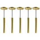 Kit 6 Pendente Luminária Tubo Dourado Escovado 30 Cm + Led