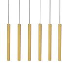 Kit 6 Pendente Luminária Tubo Dourado Fosco 50 Cm