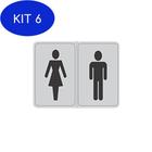 Kit 6 Placa Advertência Prata Banheiro Leve 2 Pague 1 Unidade