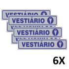 Kit 6 Placa Sinalização Portas Vestiário Masculino 25cmx5cm