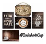 Kit 6 Placas Decorativas Em Mdf Tema Café 30X20Cm Cafeteria