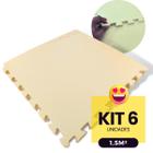 Kit 6 Placas Tatame Tapete Tapetinho Piso EVA 50X50X1cm (10mm Espessura) 1,5m² Diversas cores Emborrachado Infantil Yoga Atividades Físicas