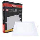 Kit 6 Plafon Quadrado Embutir 12w 17x17cm Branco Quente 3000K