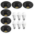 Kit 6 Plafonier Plafon Soquete E27 Preto 6 Lâmpada Led 9W - G-light