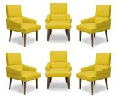 Kit 6 Poltronas Cadeiras Decorativa Sala de Jantar Itália Suede Amarelo - MeuLar Decorações