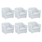 Kit 6 Poltronas Decorativa Bia Matérial Sintético Branco - TWdecora