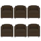 Kit 6 Poltronas Decorativa Bia Suede Marrom - TWdecora