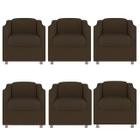 Kit 6 Poltronas Decorativa Tilla Suede Marrom - TWdecora