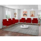 Kit 6 Poltronas Decorativas Larah Suede Vermelho