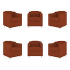 Kit 6 Poltronas Decorativas Reforçada Consultório Sala Suede - Balaqui Decor