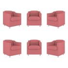 Kit 6 Poltronas Decorativas Reforçada Consultório Sala Suede - Balaqui Decor