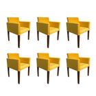 Kit 6 Poltronas Nina Estilo Retrô Tecido Suede Ideal para Sala de Estar - Amarelo