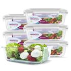 KIT 6 Potes de Vidro Retangular com Tampa Hermética 640ml