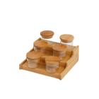 Kit 6 potes hermético 110ml com tampa de bambu e rack organizador de bambu - Oikos