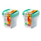 Kit 6 potes plástico 1200ml com tampa mantimentos Vasilha marmita tapoer tupperware tapuer plasútil - PLASÚTIL