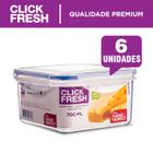 Kit 6 potes plasticos herméticos alta qualidade click fresh (6x700ML)