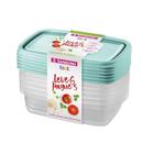 Kit 6 Potes Plásticos Sanremo 785ml BPA Free Tampa Hermética Geladeira Freezer Microondas Vasilha Marmita Fitness