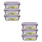 Kit 6 Potes Retangular 4 Travas Marmita Canelado 1520ml