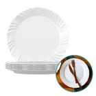 Kit 6 Prato Redondo Raso Opaline Branco Gourmet Luxo Petala Duralex Nadir 25,5cm